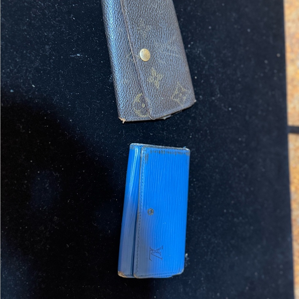 Louis Vuitton Monogram Brown and Vibrant Blue Wallet Duo